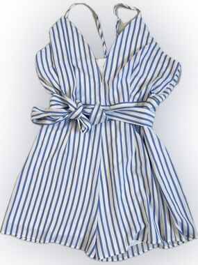 Gianni Bini Light Blue and White Striped Romper